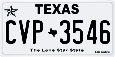 TX license plate CVP3546