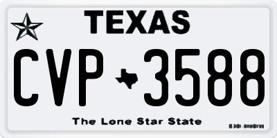 TX license plate CVP3588