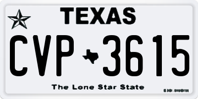 TX license plate CVP3615