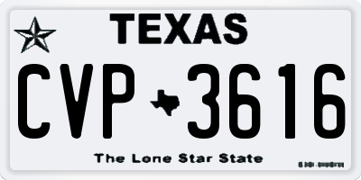 TX license plate CVP3616