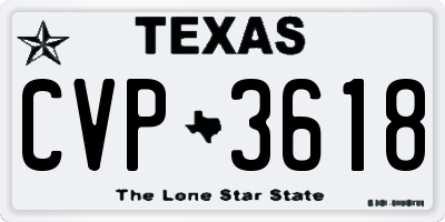 TX license plate CVP3618