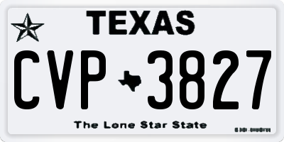 TX license plate CVP3827