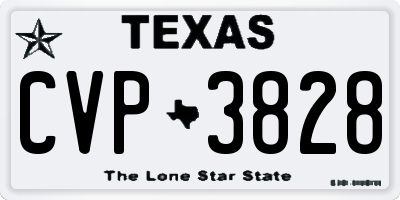 TX license plate CVP3828