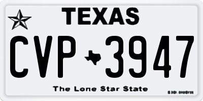 TX license plate CVP3947