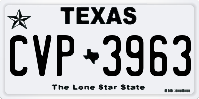 TX license plate CVP3963