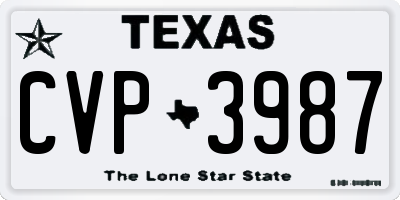 TX license plate CVP3987