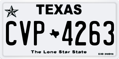 TX license plate CVP4263