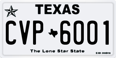 TX license plate CVP6001