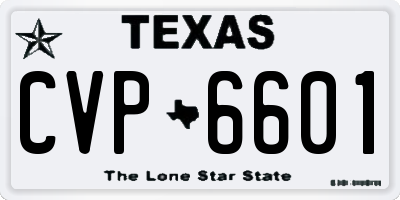 TX license plate CVP6601