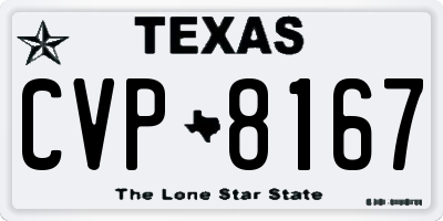 TX license plate CVP8167