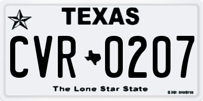 TX license plate CVR0207