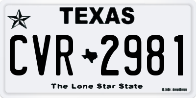 TX license plate CVR2981