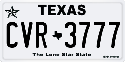 TX license plate CVR3777