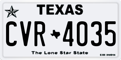 TX license plate CVR4035