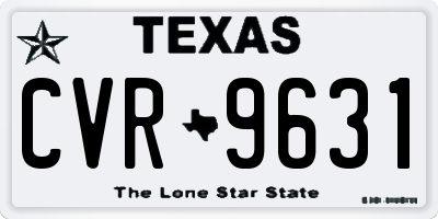 TX license plate CVR9631