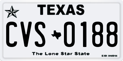 TX license plate CVS0188