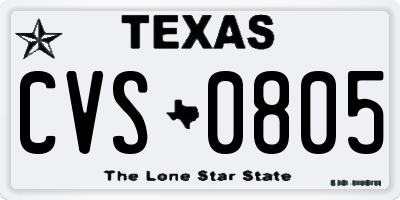 TX license plate CVS0805