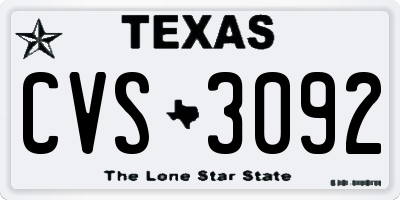 TX license plate CVS3092