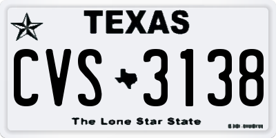 TX license plate CVS3138