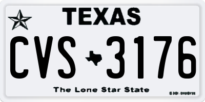 TX license plate CVS3176