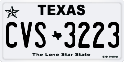TX license plate CVS3223