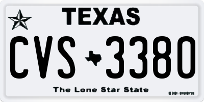 TX license plate CVS3380