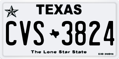 TX license plate CVS3824