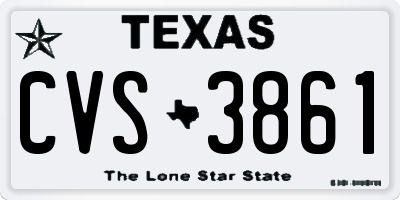 TX license plate CVS3861