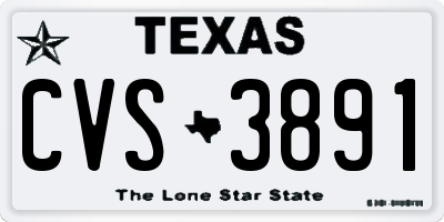 TX license plate CVS3891