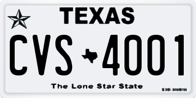 TX license plate CVS4001