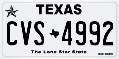 TX license plate CVS4992