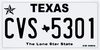 TX license plate CVS5301