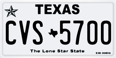 TX license plate CVS5700