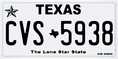 TX license plate CVS5938