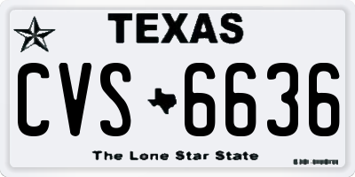 TX license plate CVS6636
