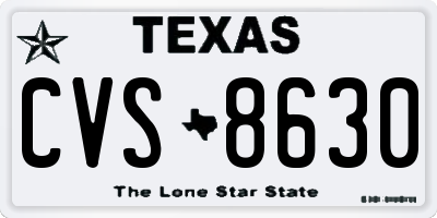 TX license plate CVS8630