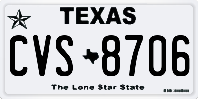 TX license plate CVS8706