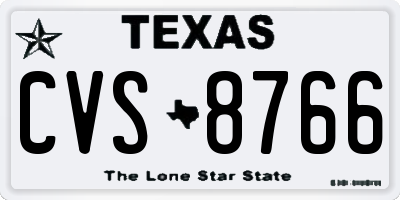 TX license plate CVS8766