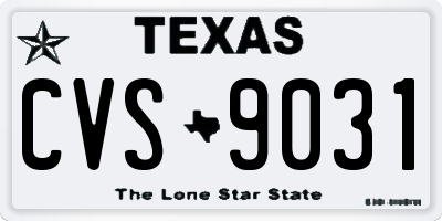 TX license plate CVS9031