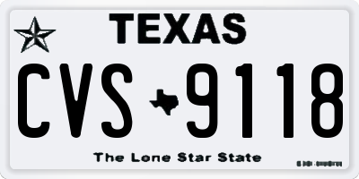 TX license plate CVS9118