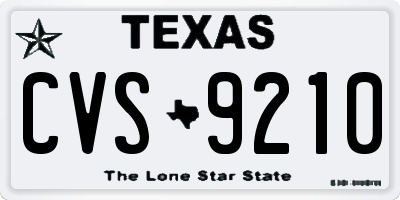 TX license plate CVS9210