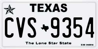 TX license plate CVS9354