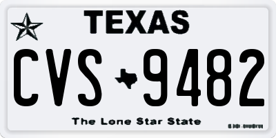 TX license plate CVS9482