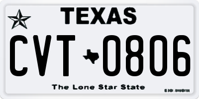 TX license plate CVT0806