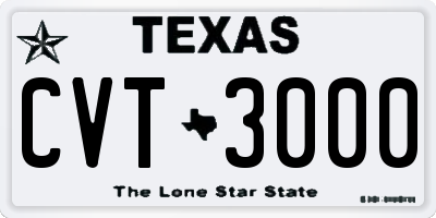 TX license plate CVT3000