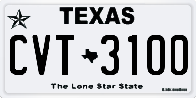 TX license plate CVT3100