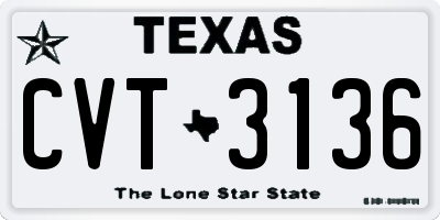 TX license plate CVT3136