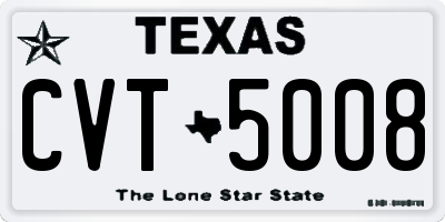 TX license plate CVT5008