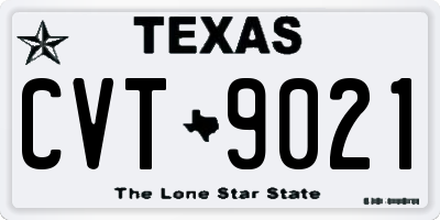 TX license plate CVT9021