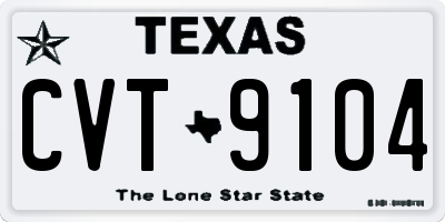 TX license plate CVT9104